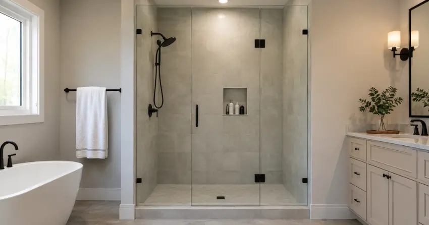 new frameless glass shower door installed in Pickering